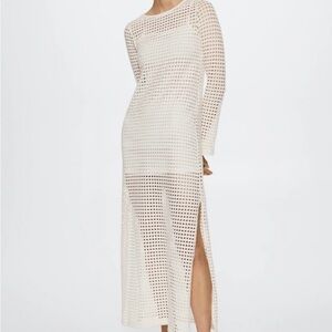 Mango Cream Long Sleeve Maxi Dress